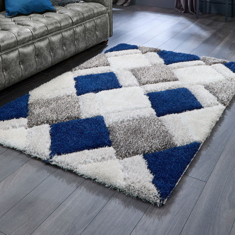 Origins 3D Geo Shaggy Navy Carved Rug 160 x 230cm Image 2