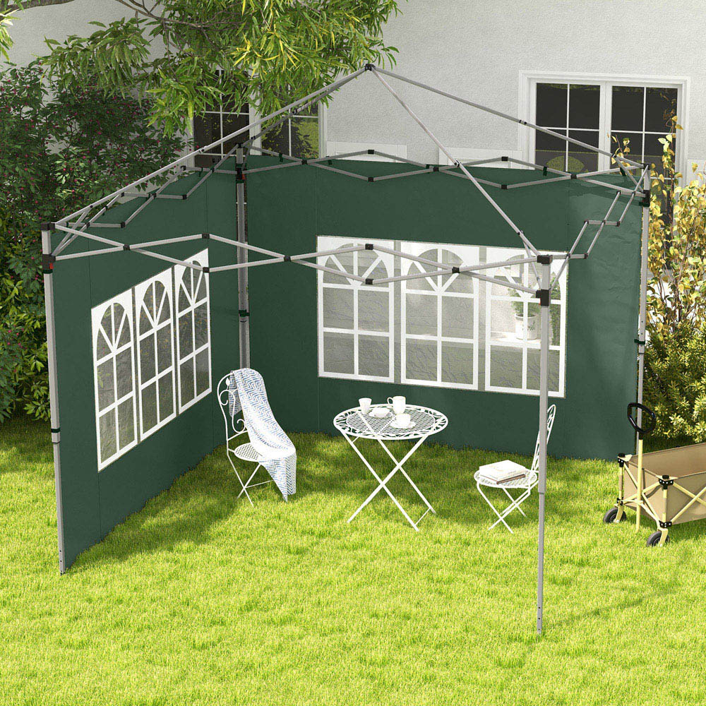 Outsunny Green Gazebo Side Panels with Window 2 Pack Image 1