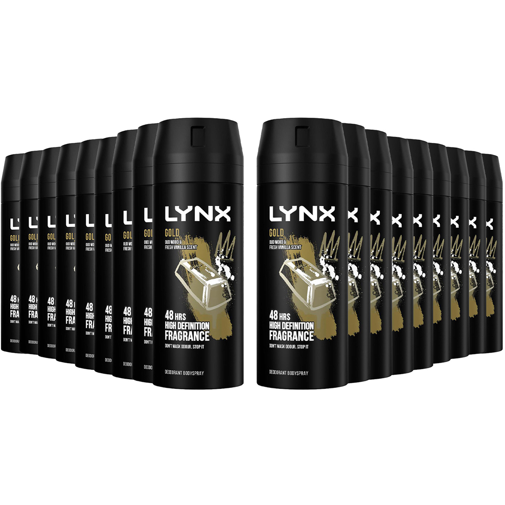 Lynx Gold Oud Wood and Fresh Vanilla 48H Protection Deodorant Body Spray 150ml 18 Pack Image 1