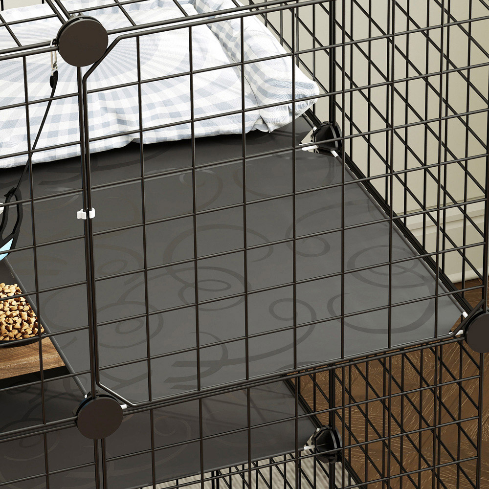 PawHut Black DIY Customisable Indoor Cat Cage with 105cm Image 3
