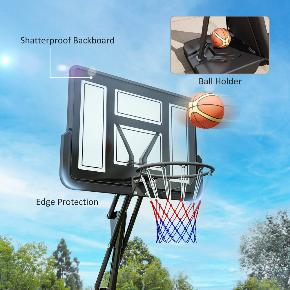 SPORTNOW Black Height Adjustable Portable Basketball Hoop Stand with Wheels 245-305cm Image 3