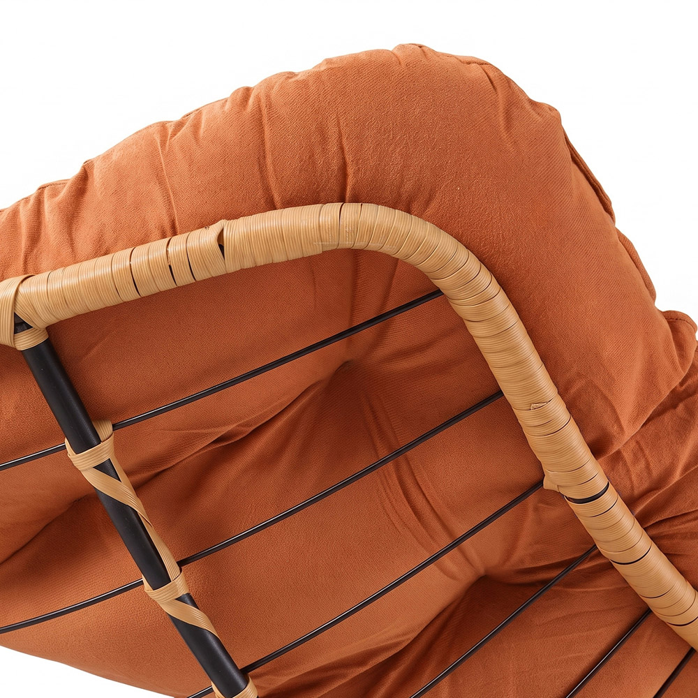 Living and Home Orange Cushion PE Rattan Rocking Chair Image 3