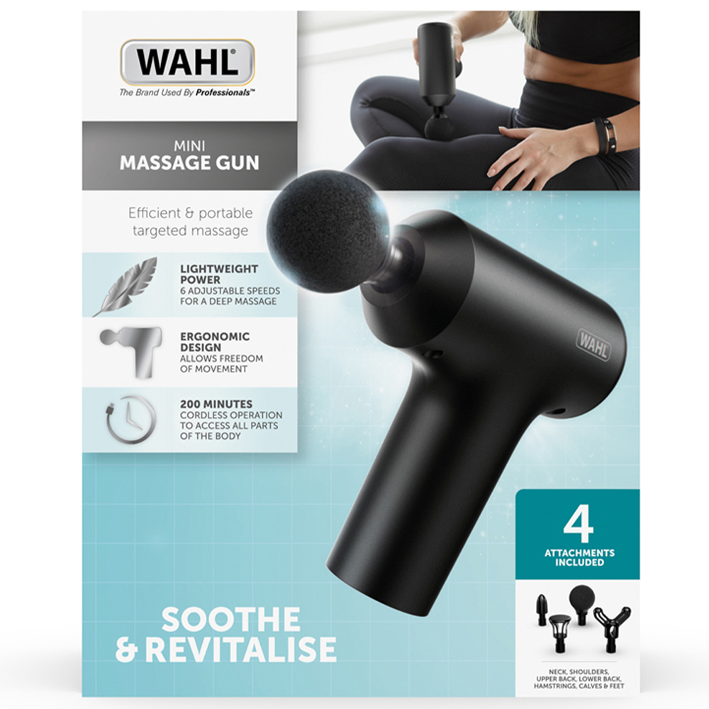 Wahl Mini Lithium Ion Cordless Massager Gun with 4 Multiple Attachments Image 2