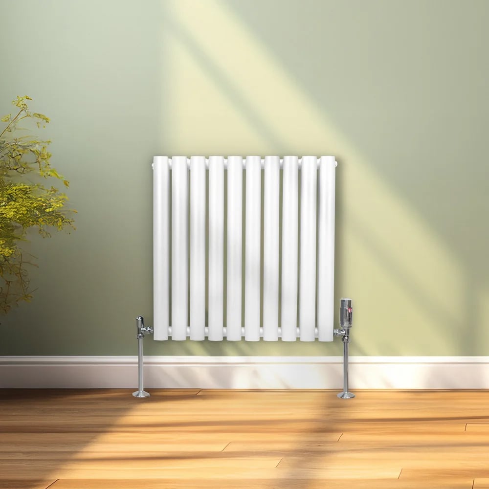Monster Shop 2648BTU White Oval Column Radiator and Valves 600 x 600mm Image 2