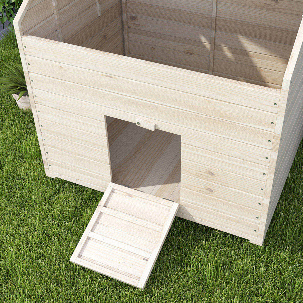 PawHut Natural Wooden Duck House with Openable Roof Image 3