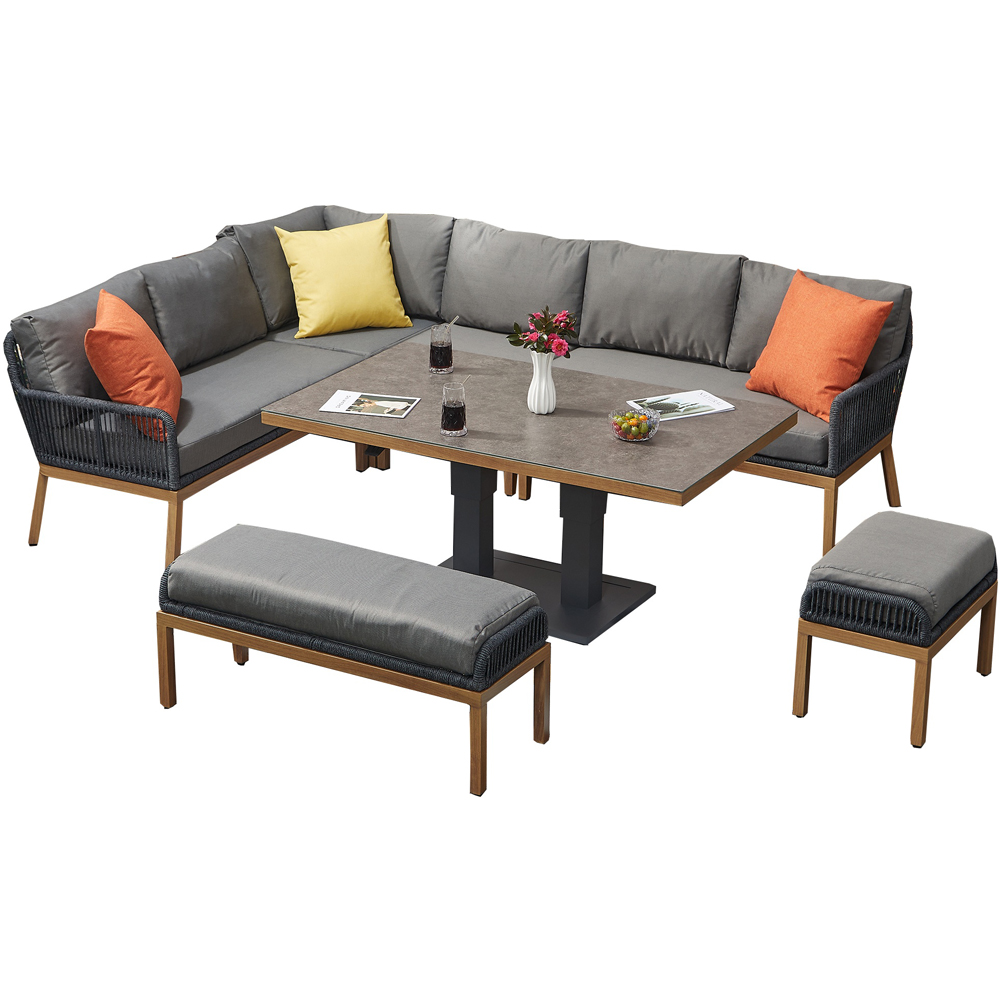 Furniture One 9 Seater Aluminium Corner Sofa Set with Lift Up Table Image 2