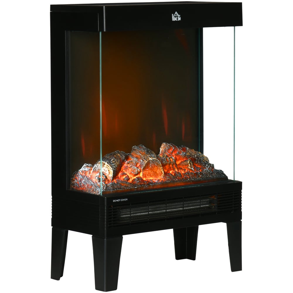 HOMCOM Black Freestanding Electric Fireplace Heater 2000W Image 1