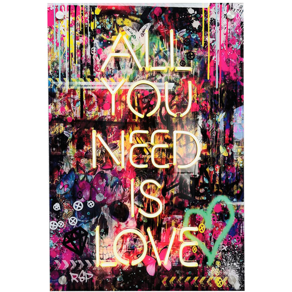 Splashbax All You Need Is Love LED Neon Unframed Wall Art Image 1