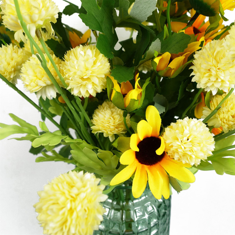 Leaf Yellow Dahlia Pompom Artificial Stem 50cm 6 Pack Image 8
