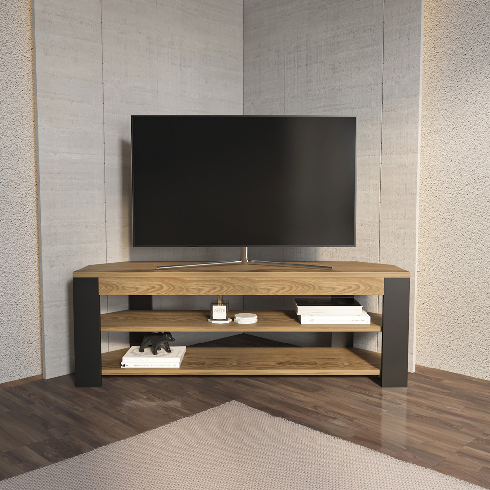 Decorotika Rita 2 Shelf Oud and Black Corner TV Stand for 43 inch TV Image 6