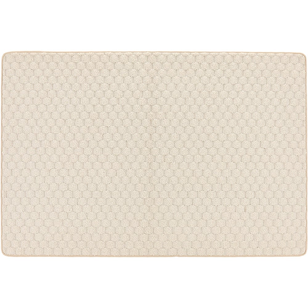 My Mat Ivory Sculptured Honeycomb Washable Rug 100 x 150cm Image 1