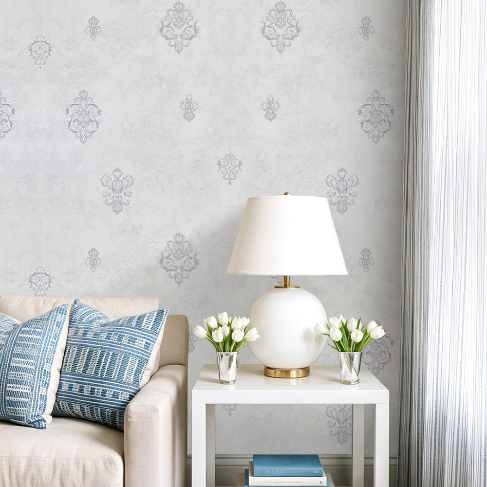 Living and Home Textured 3D Embossed Dusty White Non-Pasted Wallpaper Image 7