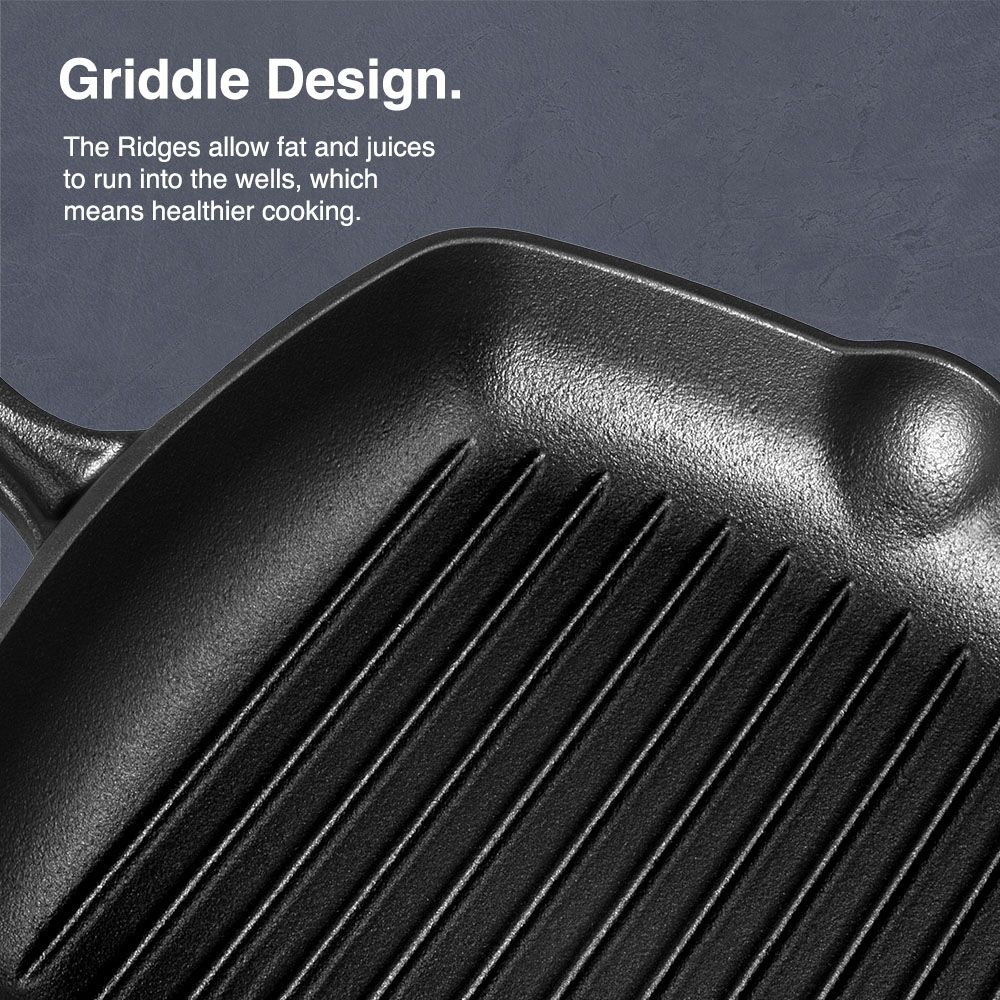 VonHaus VonShef Seasoned Cast Iron Griddle Pan Image 5