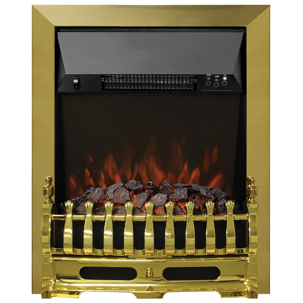 Be Modern Bayden Brass Electric Fireplace Suite with Remote 16 inch Image 1