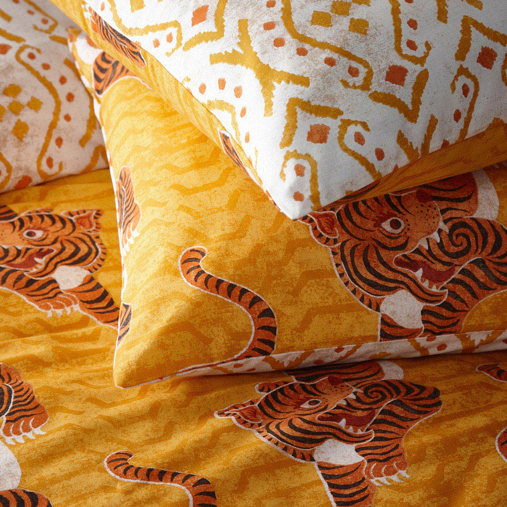 furn. Tibetan Tiger Super King Size Multi Tribal Duvet Cover Set Image 4
