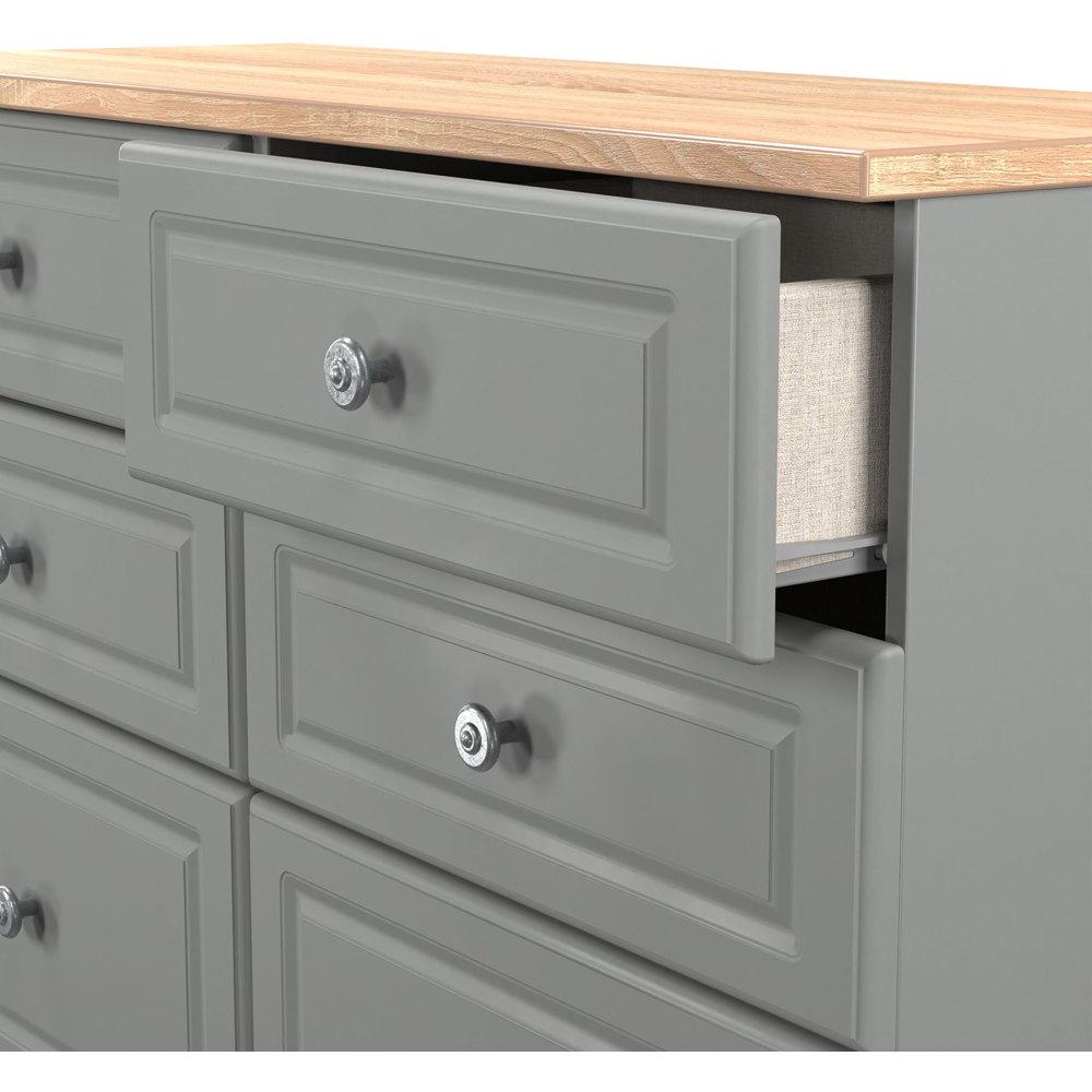 Crowndale Norfolk 6 Drawer Dusk Grey and Bardolino Oak Wide Chest of Drawers Ready Assembled Image 6
