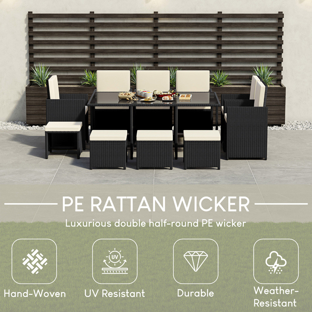 GARDEN VIDA Cuba 10 Seater Black PE Rattan Garden Dining Set with Cover Image 4
