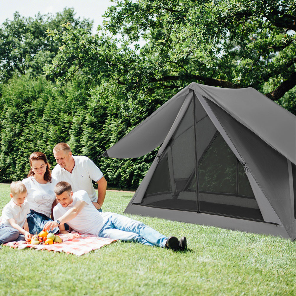 Costway 3 Person Grey Pop Up Camping Tent with Carry Bag and Rainfly Image 4