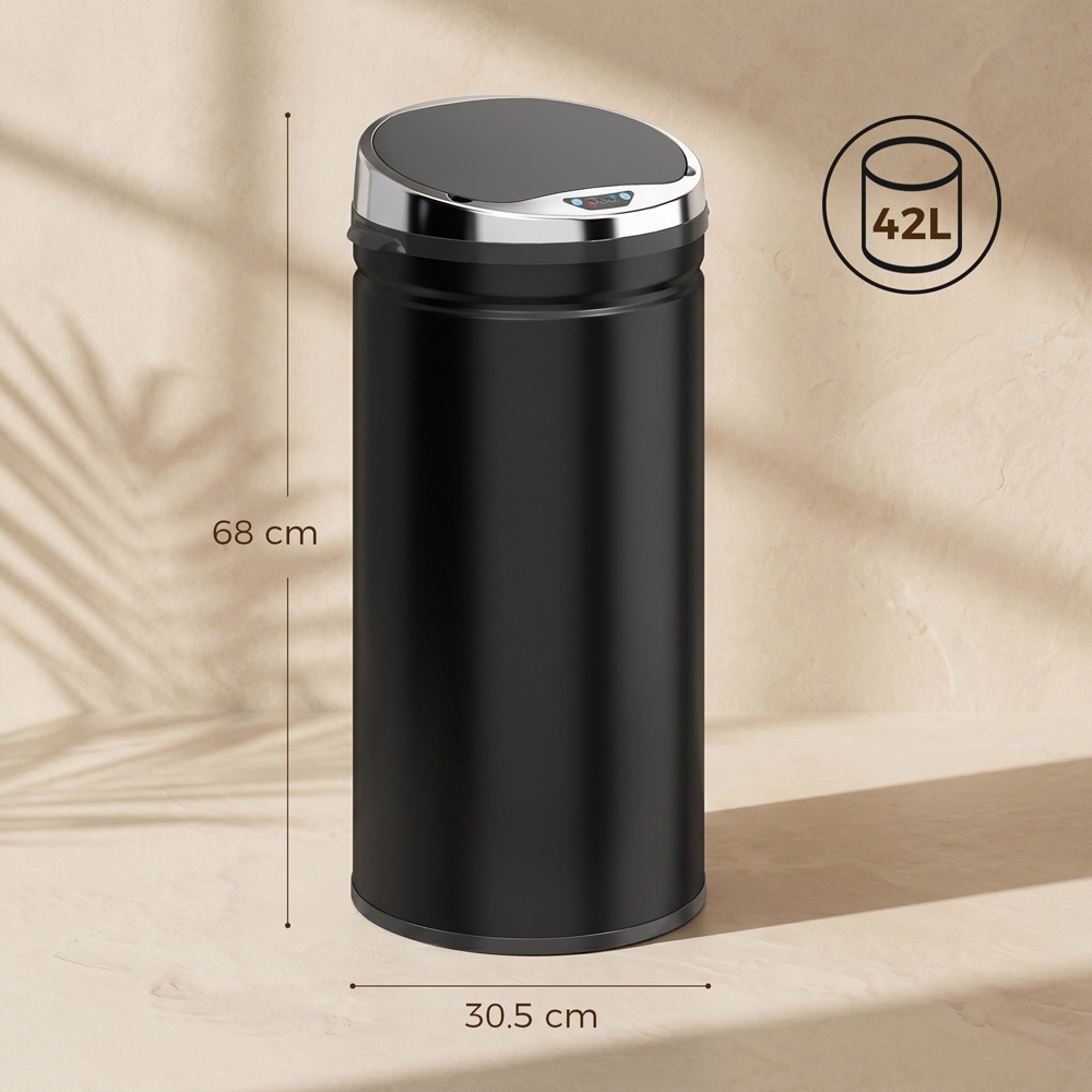 HOMCOM Black Stainless Steel Soft Close Sensor Bin 42L Image 9
