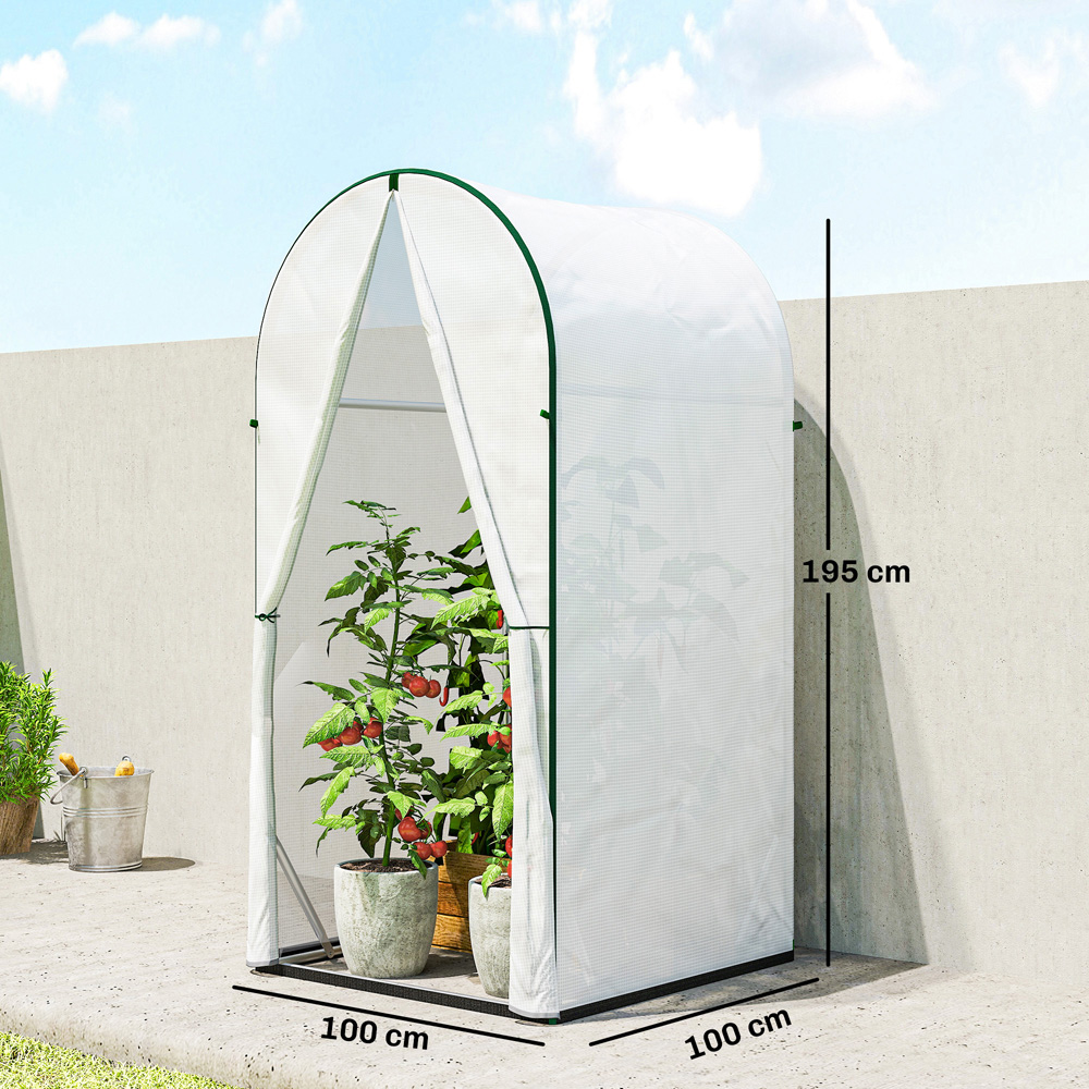 Outsunny White 3.3 x 3.3ft Mini Greenhouse with PE Base Image 9
