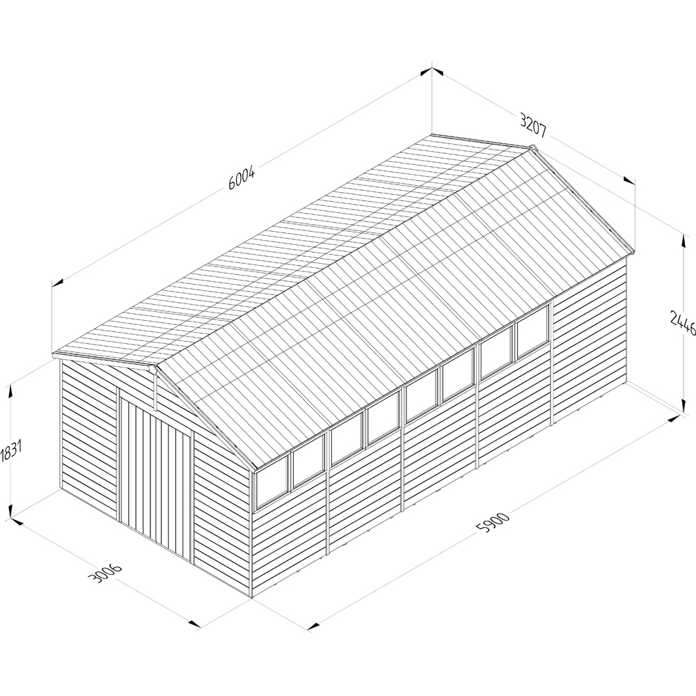 Forest Garden Timberdale 10 x 20ft Single Opening Apex Shed Image 9