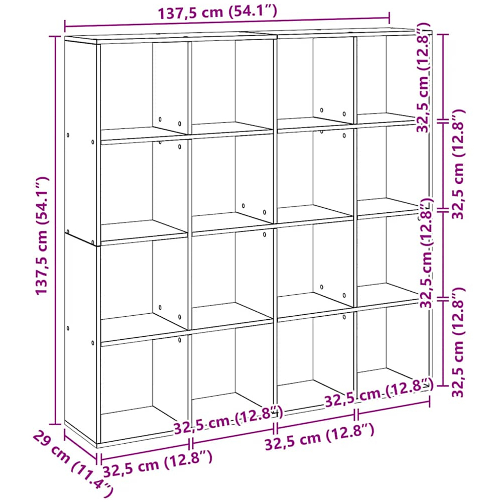 vidaXL 16 Shelf Artisan Oak Bookcase Image 9