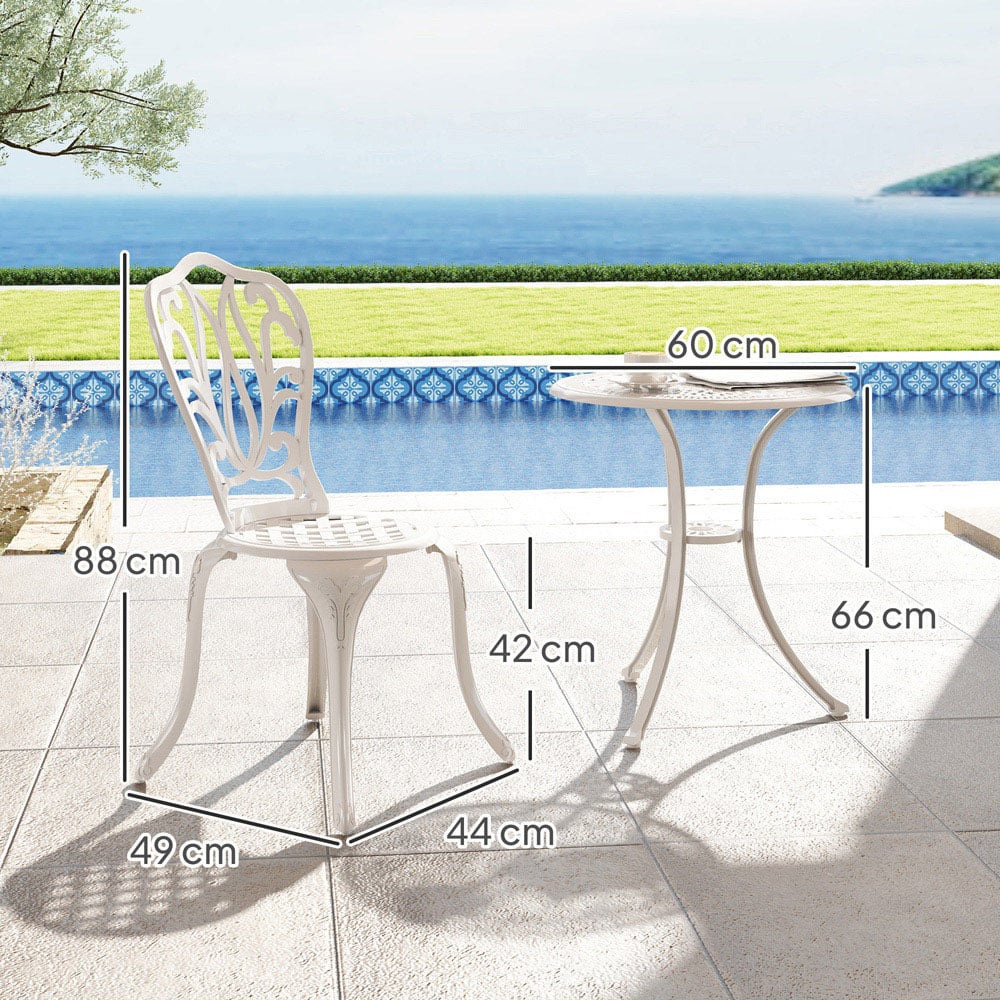 Outsunny 2 Seater Bistro Set with Umbrella Hole White Image 8