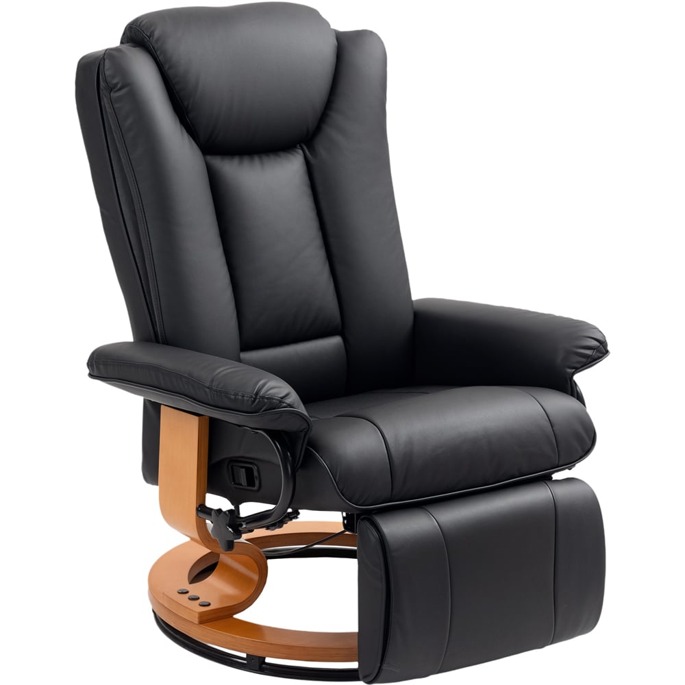 Portland Black PU Leather Reclining Armchair with Footrest Image 2