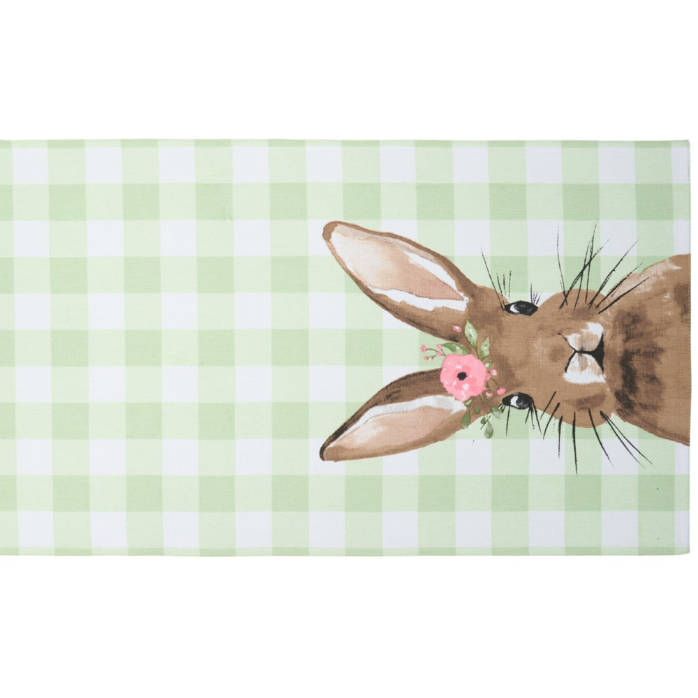 Gingham Bunny Table Runner Green Image 1
