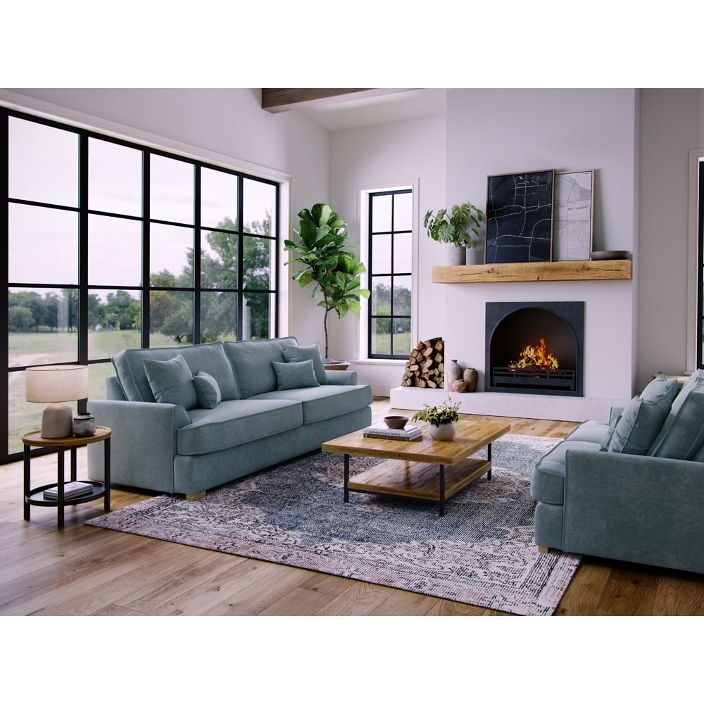 Alba City 4 Seater Fine Blue Fabric Sofa Image 6