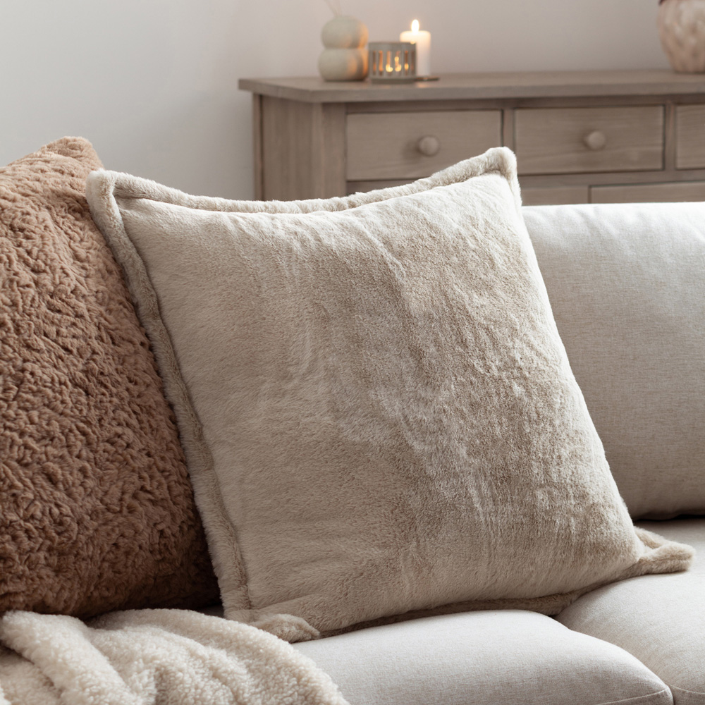 Furn Kallu Natural Faux Fur Cushion 55 x 55cm Image 2