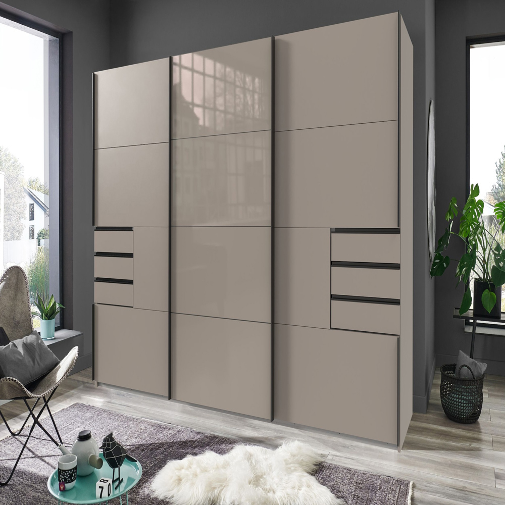 TJ'S Saigon 3-Section Grey Sliding Wardrobe Image 5