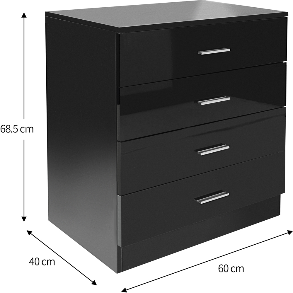Brooklyn 4 Drawer Black High Gloss Chest of Drawers Image 4