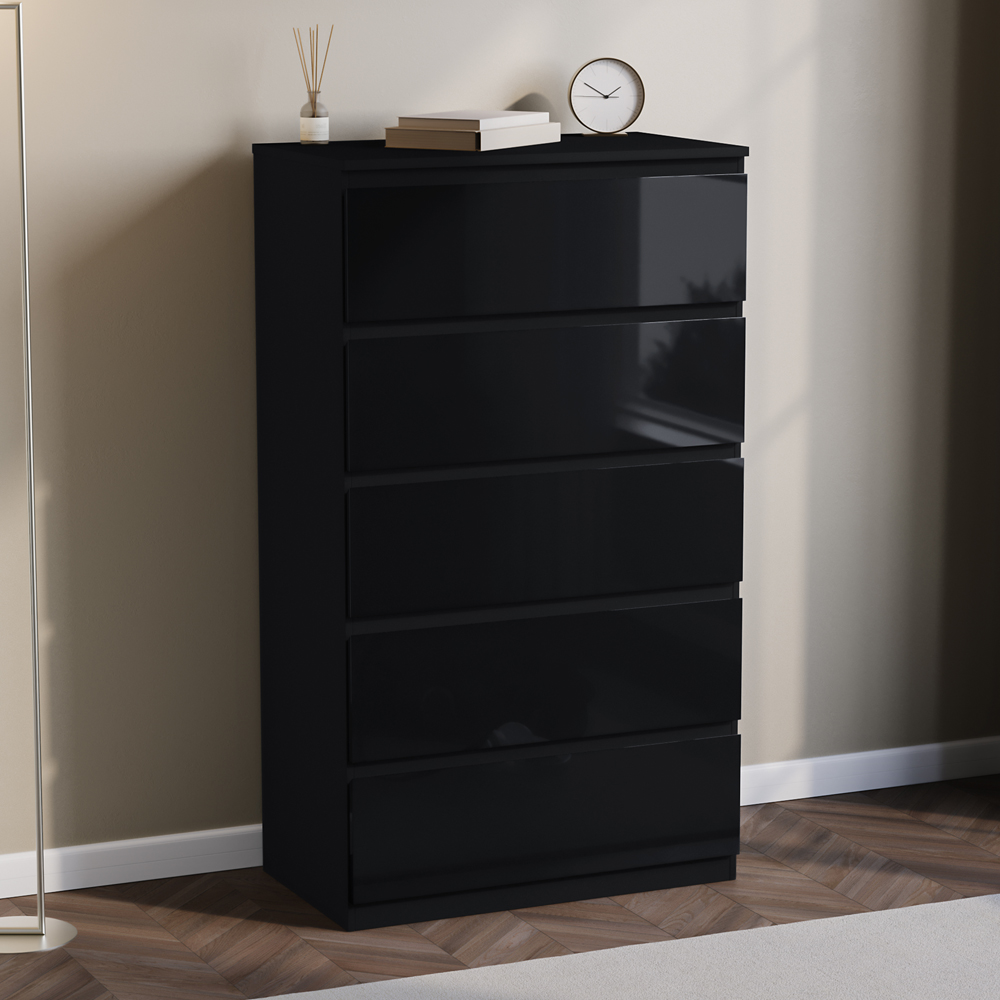 VIDA DESIGNS Glinton 5 Drawer Black Chest of Drawers Image 5
