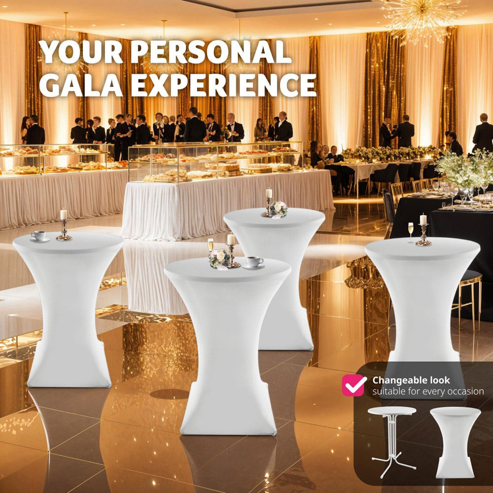 tectake White Folding Bar Table Cover 90 x 110cm Image 4