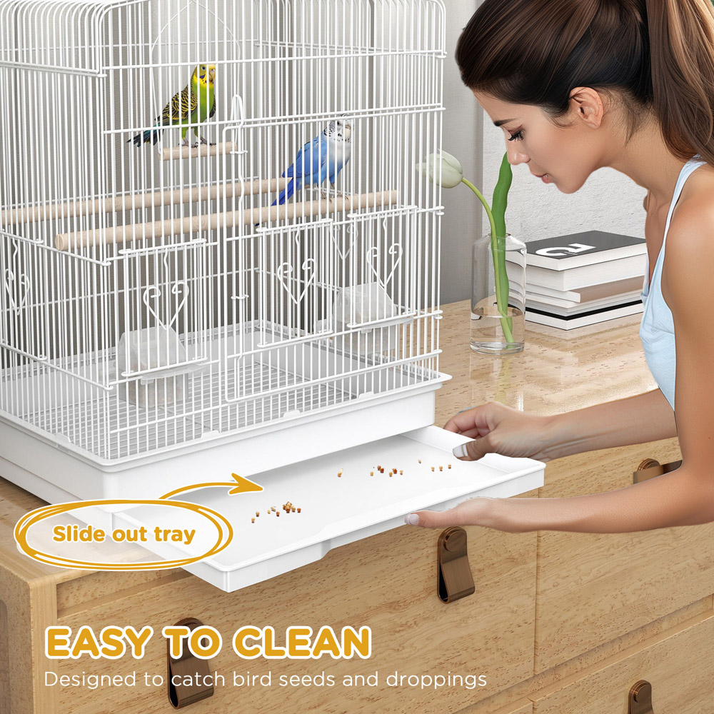 PawHut White Large Bird Cage 59 x 36 x 47cm Image 6