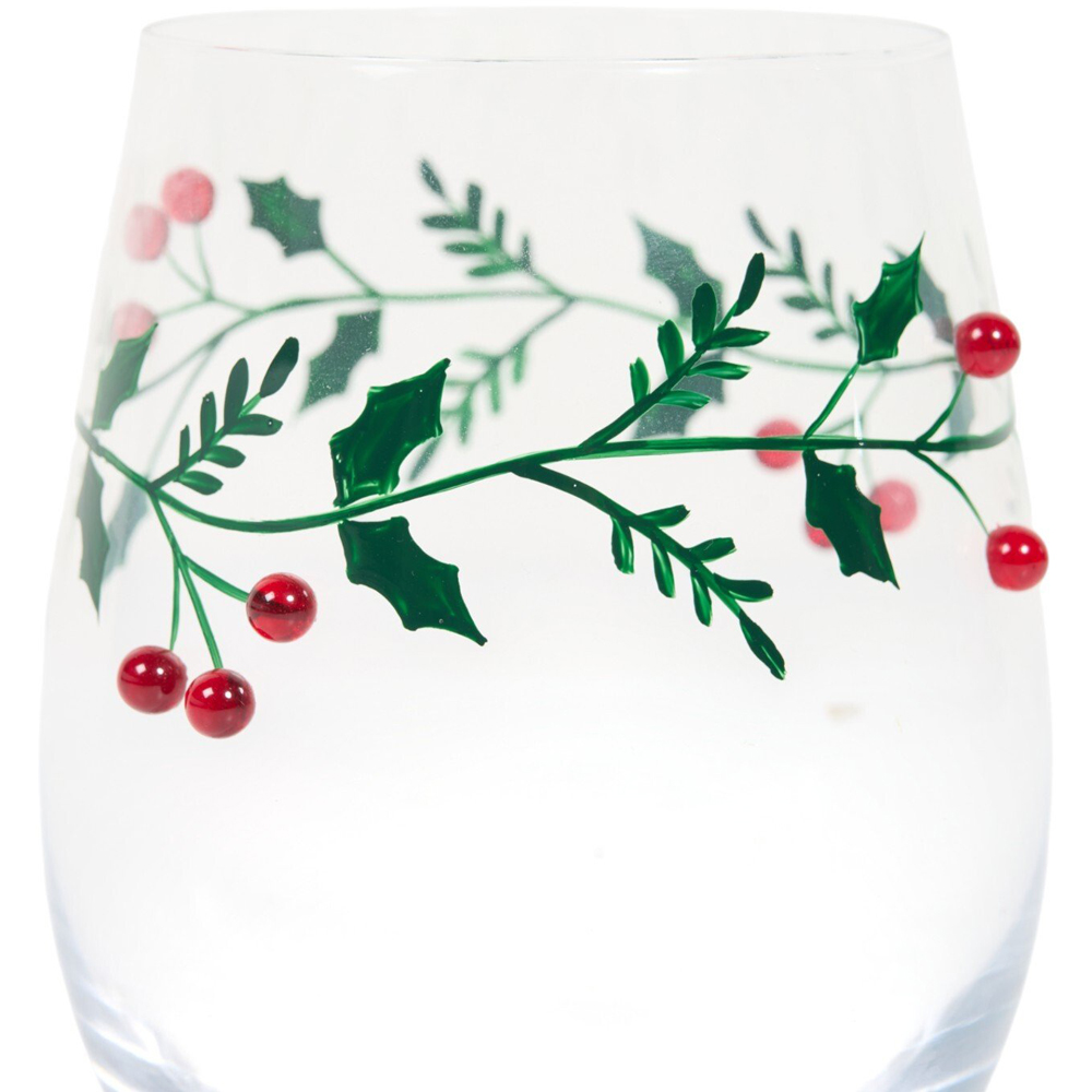 Tumbler Glass with Mistletoe Decoration Clear Image 3