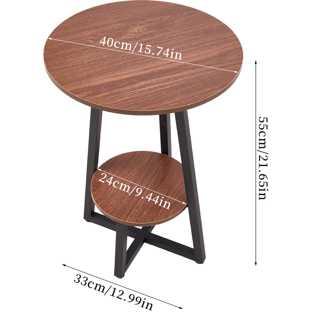 Living and Home 2 Tier Walnut Round Side Table with MDF Top Image 9
