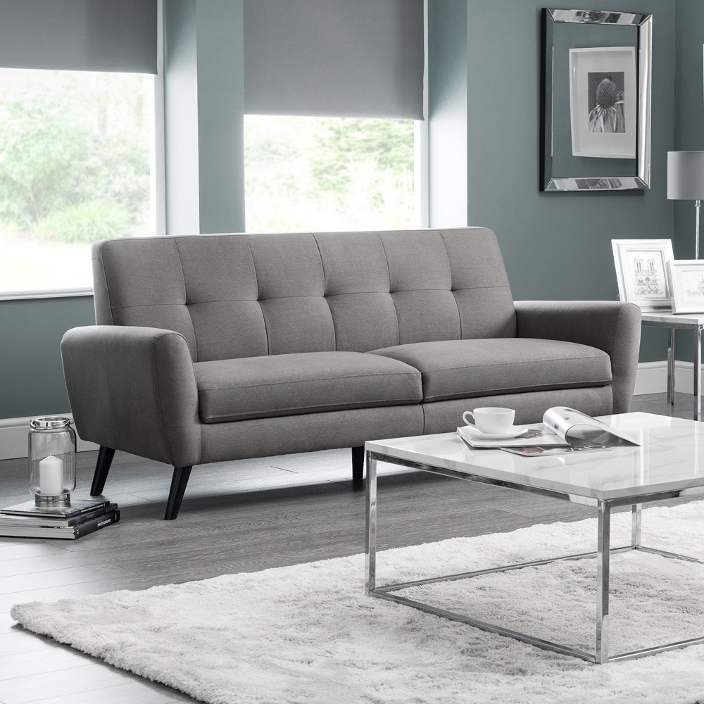 Julian Bowen Monza 3 Seater Grey Compact Retro Sofa Image 5