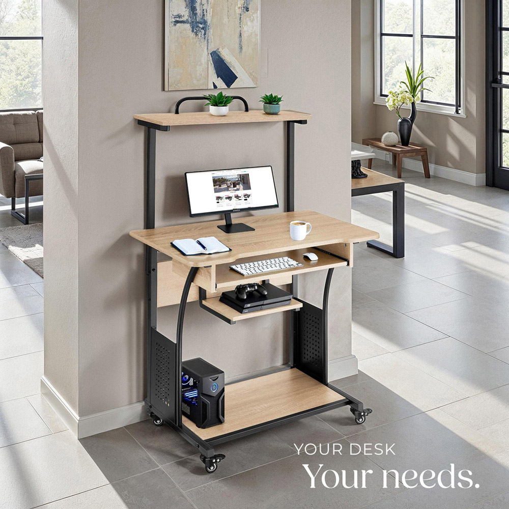 tectake Fife Oak Sonoma Office Desk with Keyboard Tray Image 7