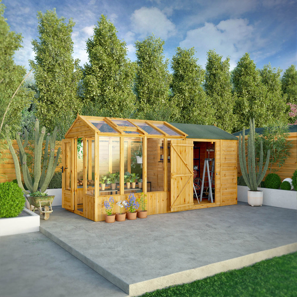 Mercia Woodsman Styrene 14 x 6ft Greenhouse and Shed Image 6