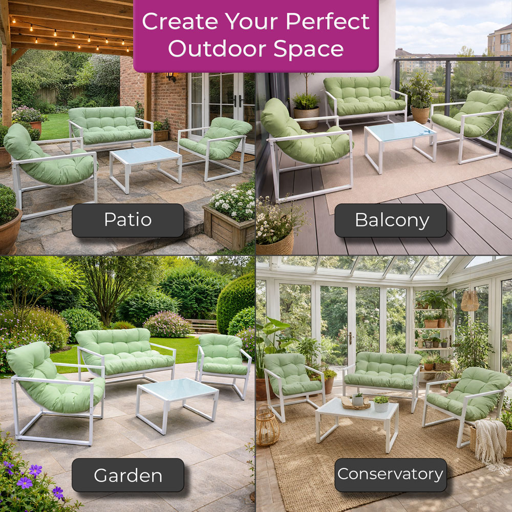 Neo Direct 4 Seater Green Outdoor Patio Set with Cushions Image 5