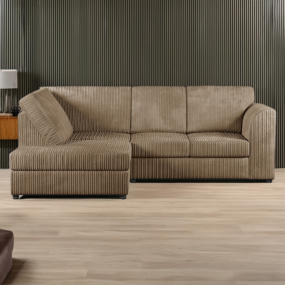 Luxor 4 Seater Coffee Jumbo Cord Full Back Left Hand L Shape Corner Sofa Image 1