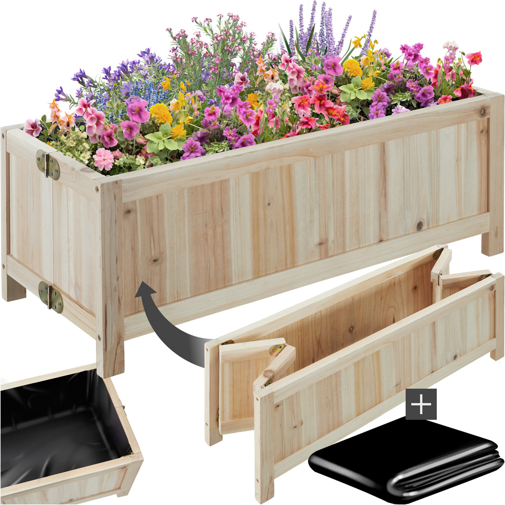 tectake 70 x 30cm Wooden Raised Garden Bed Image 2