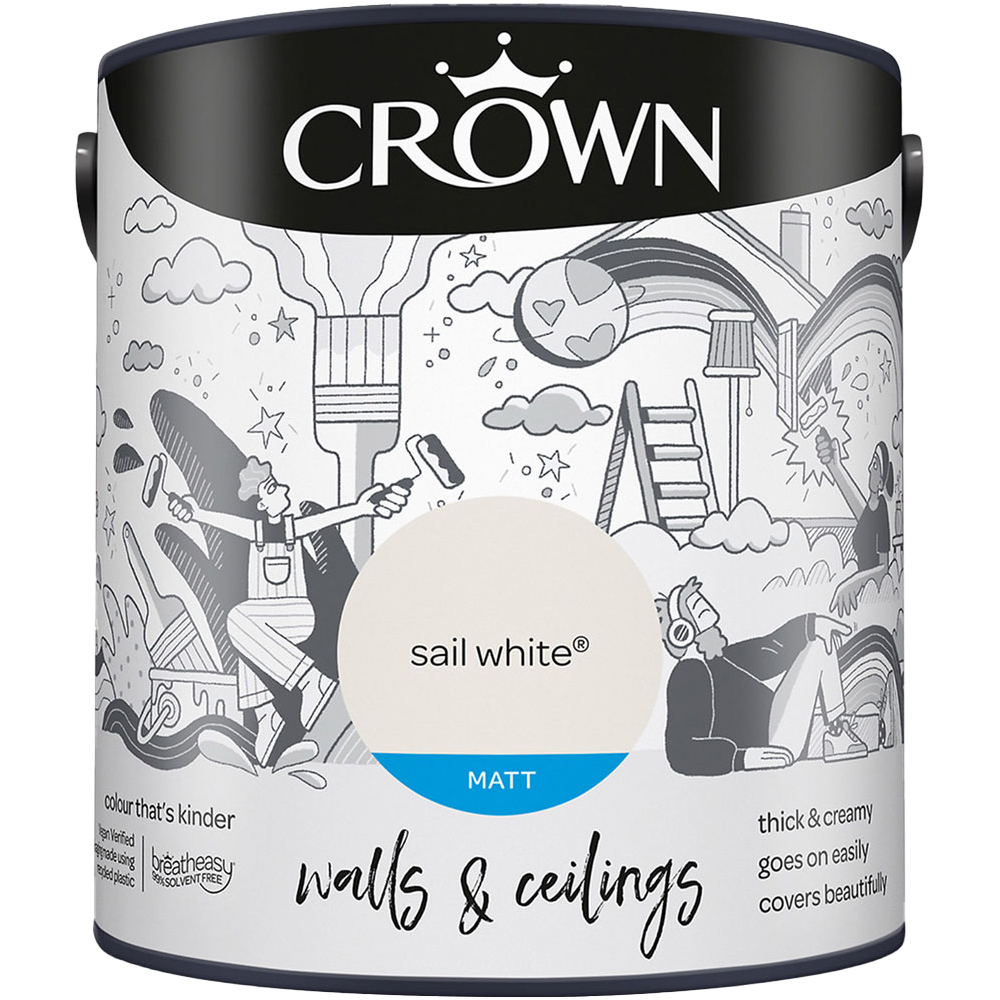 Crown Breatheasy Walls & Ceilings Sail White Matt Emulsion Paint 2.5L Image 2