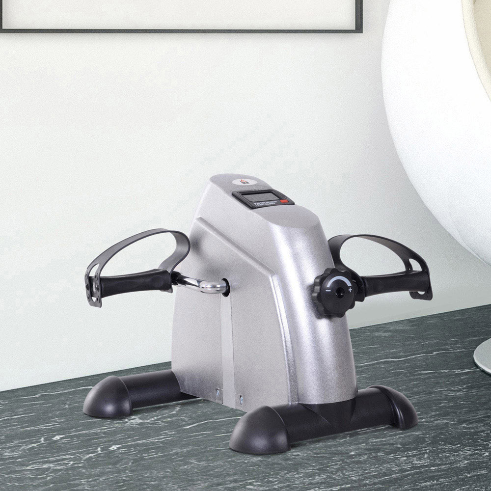 HOMCOM Metallic Silver Mini Exercise Bike with LCD Display Image 2