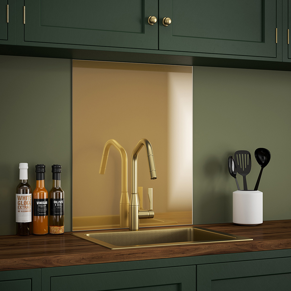Splashback 0.6cm Thick Brass Kitchen Glass 60 x 75cm Image 1