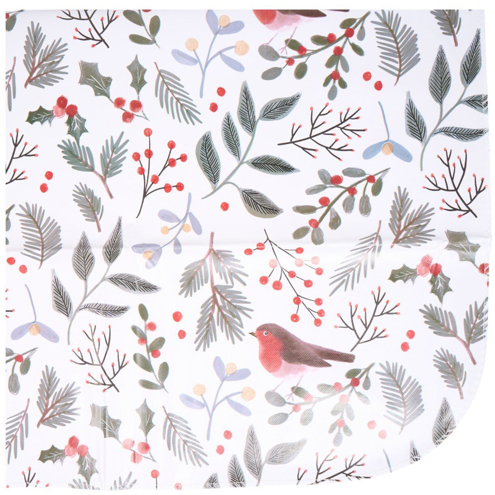 Merry Robin Wipe Clean Tablecloth White Image 4