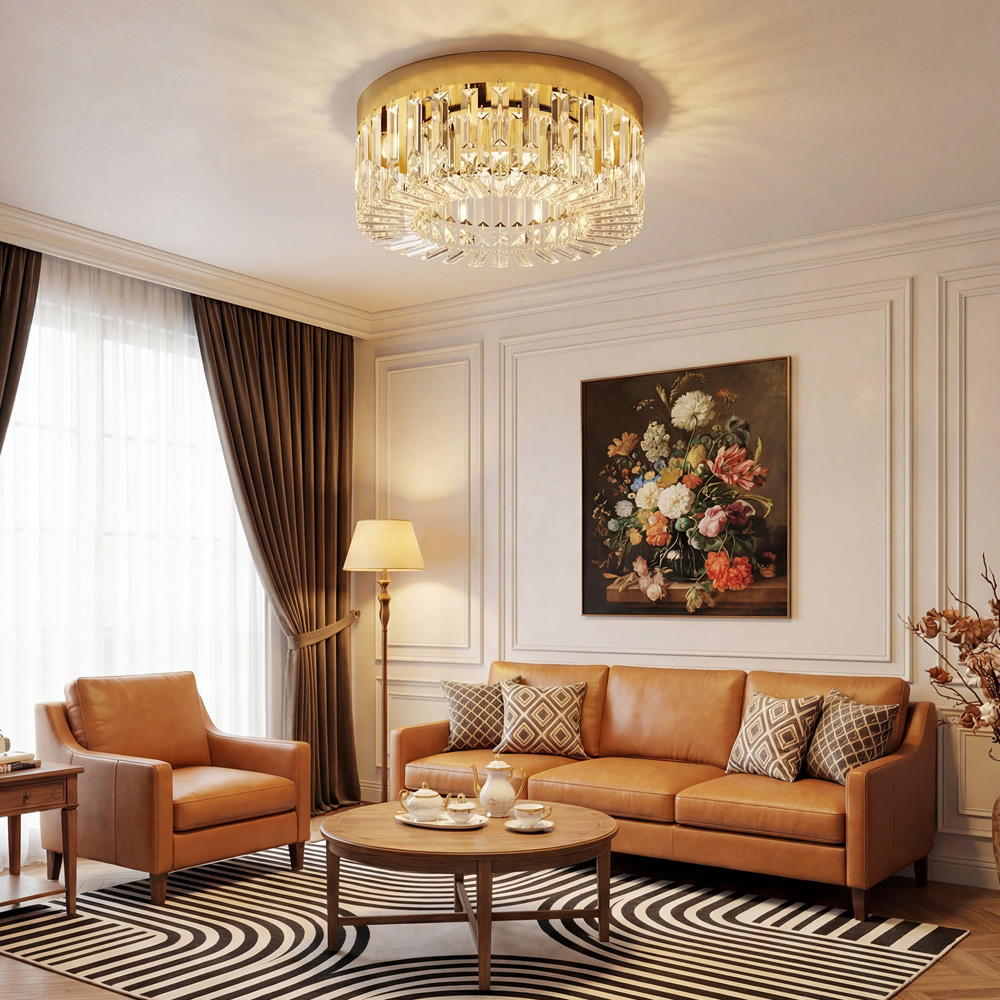 Portland Gold Crystal Ceiling Light with 225 Crystal Pendants Image 2