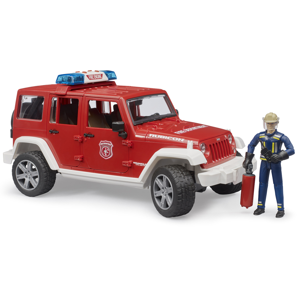 Bruder Jeep Wrangler Unlimited Rubicon Fire Dept Vehicle with Fireman Figure Image 2